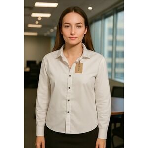 Classic Elegant White Button Up Blouse.